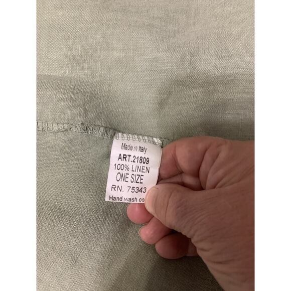 Valentina Naldi Italy Kimono Cardigan 100% Green Linen Crochet Embroidery Sz OS - Picture 8 of 8